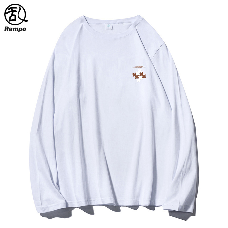 美式复古长袖打底衫宽松纯棉t恤