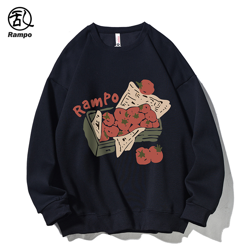 美式vibe黑色圆领卫衣加绒外套潮