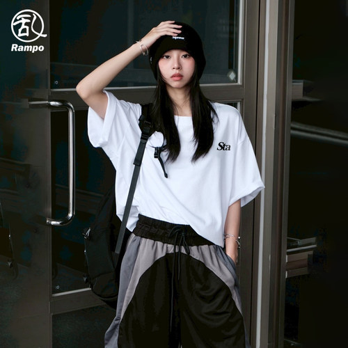 纯棉字母印花短袖t恤男女情侣款