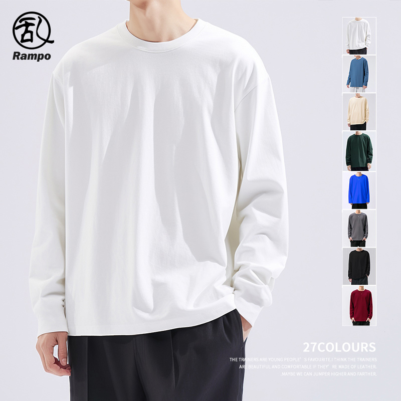 男女情侣美式休闲纯棉长袖t恤