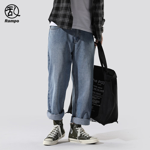 ins超火的直筒百搭牛仔裤男款