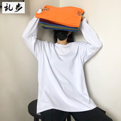 内搭男女长袖 纯棉体恤衫 打底衫 纯色春季 T恤bf风 韩国ins复古基础款