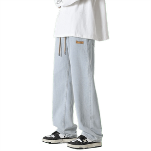 牛仔裤男冬季新款宽松直筒阔腿长裤男生2025潮牌工装休闲裤子男款