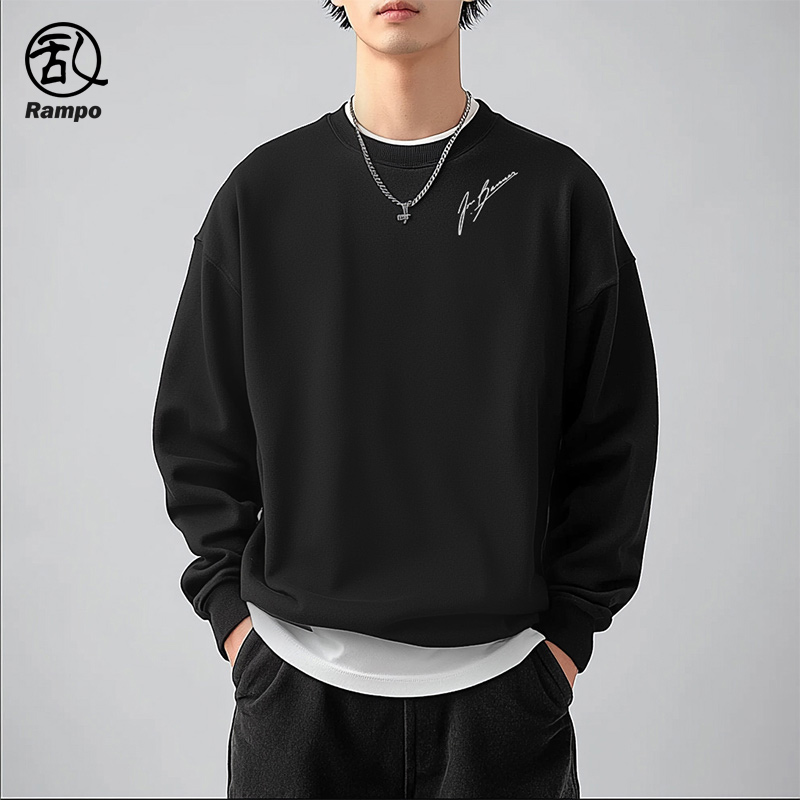 350G重磅黑色长袖t恤男士打底衫