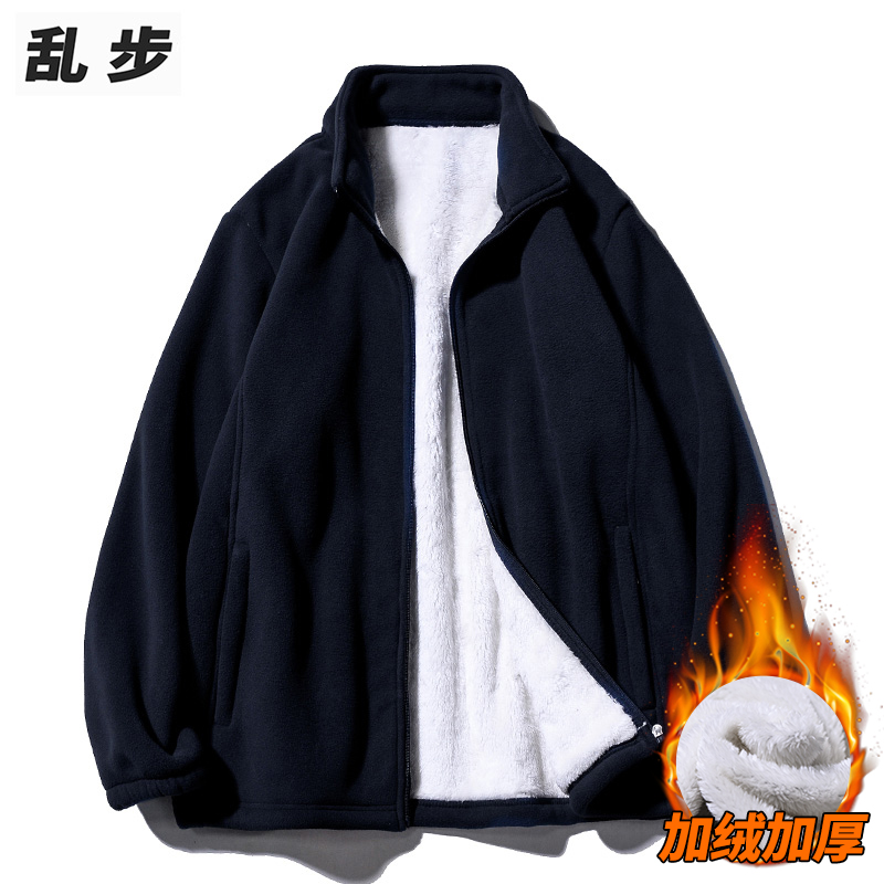 羊羔绒外套男2025秋季新品大码宽松休闲摇粒绒夹克加绒加厚男装潮
