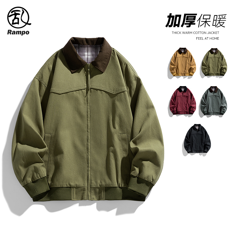 加棉加厚潮牌cleanfit翻领夹克潮