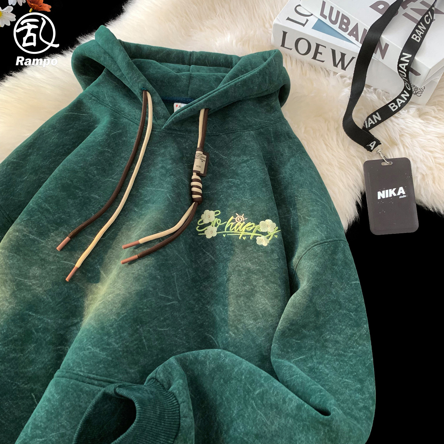 重磅砂洗做旧刺绣加绒加厚连帽卫衣男女冬季美式潮牌宽松情侣外套,男装,卫衣,淘宝优惠券,粉丝福利购,淘宝优惠卷