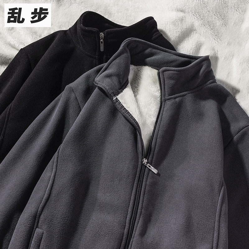 美式摇粒绒外套男冬季加绒夹克