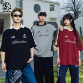 高街短袖 潮牌翻领半袖 polo衫 痞帅高级感夏季 t恤百搭上衣 男款 美式