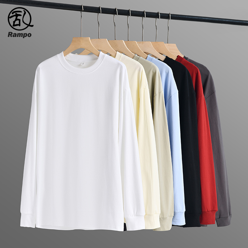 日系280g重磅长袖t恤纯色打底衫