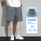 男士 子潮牌休闲运动宽松百搭沙滩五分裤 夏季 外穿裤 男 冰丝薄款 短裤