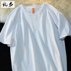 乱步纯棉T恤打底衫2023新款春夏季短袖男女街头潮流宽松纯色通勤
