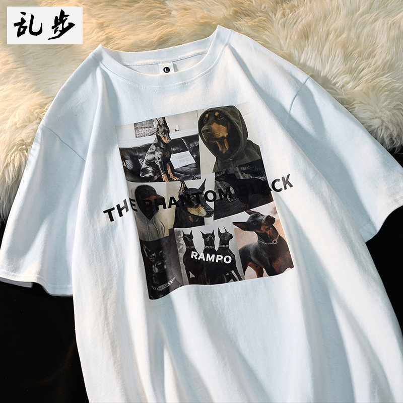 美式潮牌夏季嘻哈印花短袖t恤