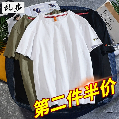 Трендовая брендовая летняя футболка с коротким рукавом, в корейском стиле, с вышивкой, свободный крой