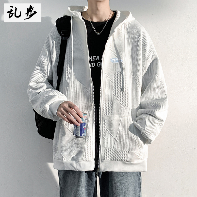 开衫卫衣男宽松休闲连帽夹克外套美式潮牌学生拉链带帽衫冬装上衣