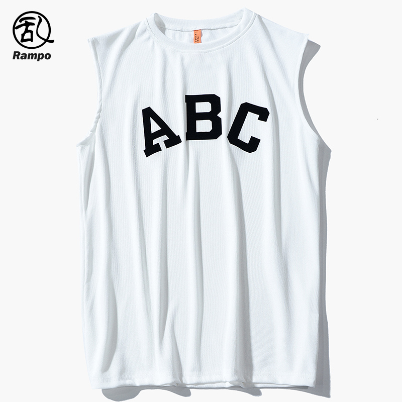 植绒字母印花背心运动坎肩t恤