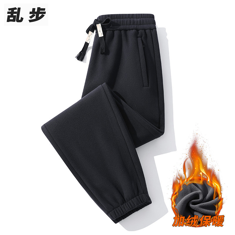 摇粒绒裤子男士加绒加厚抓绒裤束脚卫裤男运动休闲奥粒绒长裤冬季