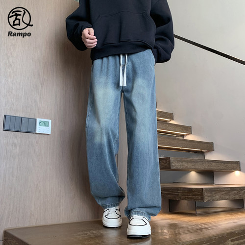 ins超火的直筒百搭牛仔裤男款