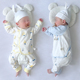 子早春薄款 新生婴儿分体套装 春秋纯棉新生儿衣服初生宝宝半背衣裤