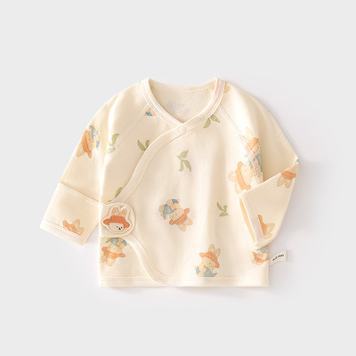 哇哇婴儿半背衣秋冬季男女宝宝纯棉和尚服魔术贴满月宝宝衣服秋装