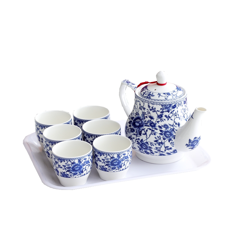 高档中式陶瓷大容量泡茶壶喝茶杯带茶盘功夫茶具家用便携托盘套装