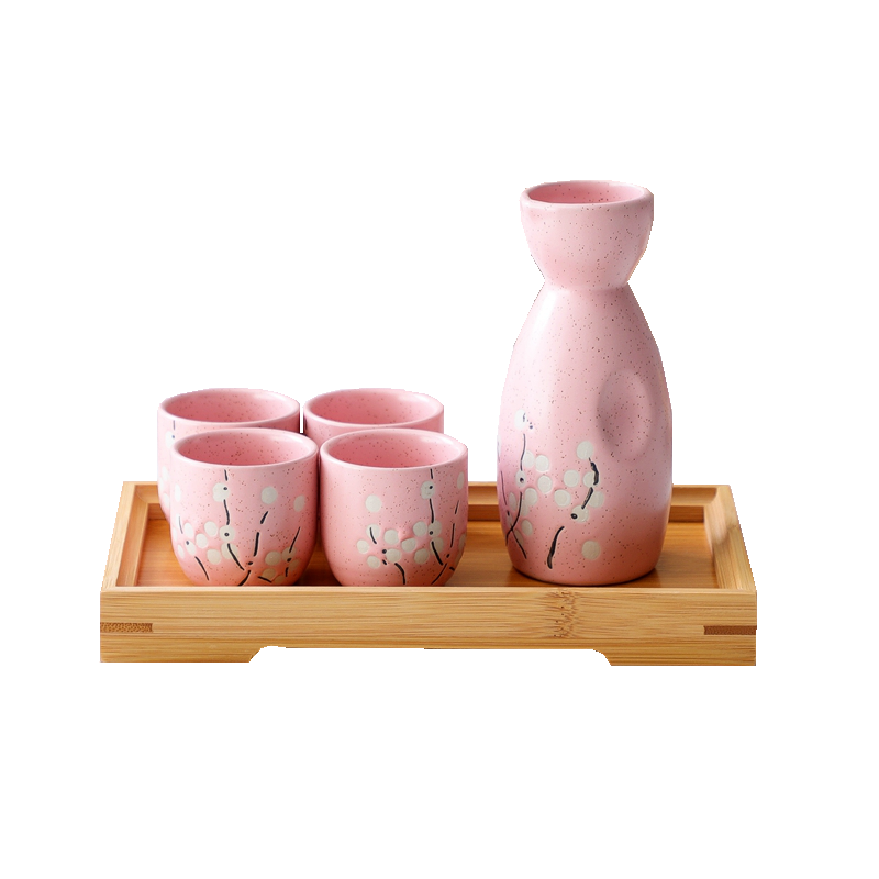 粉粉嫩嫩幸运花陶瓷酒壶套装