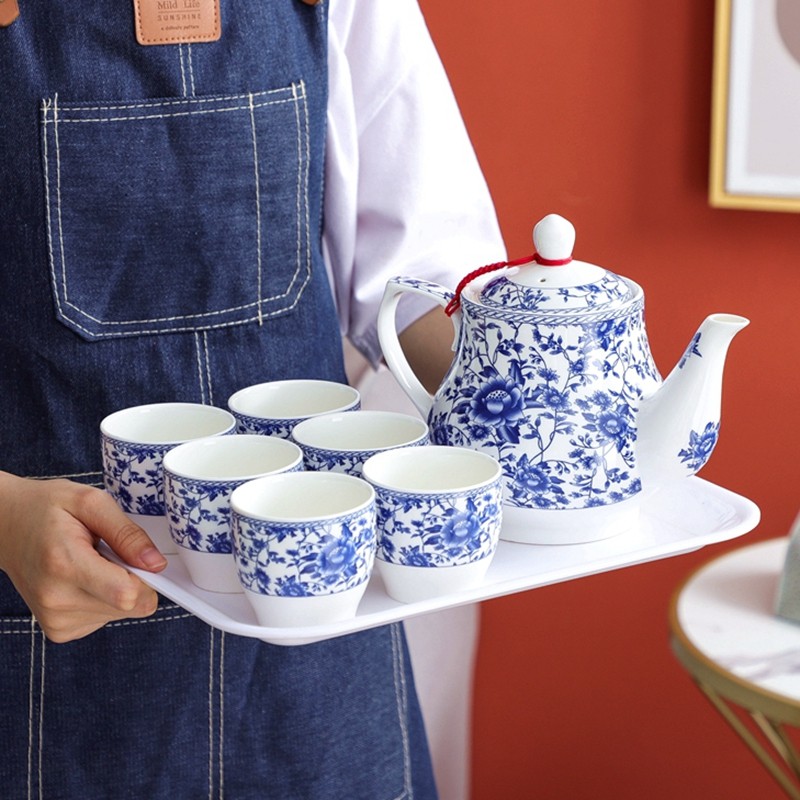国风青花瓷茶壶套装用客厅泡茶组泡茶具整套中式陶瓷茶杯