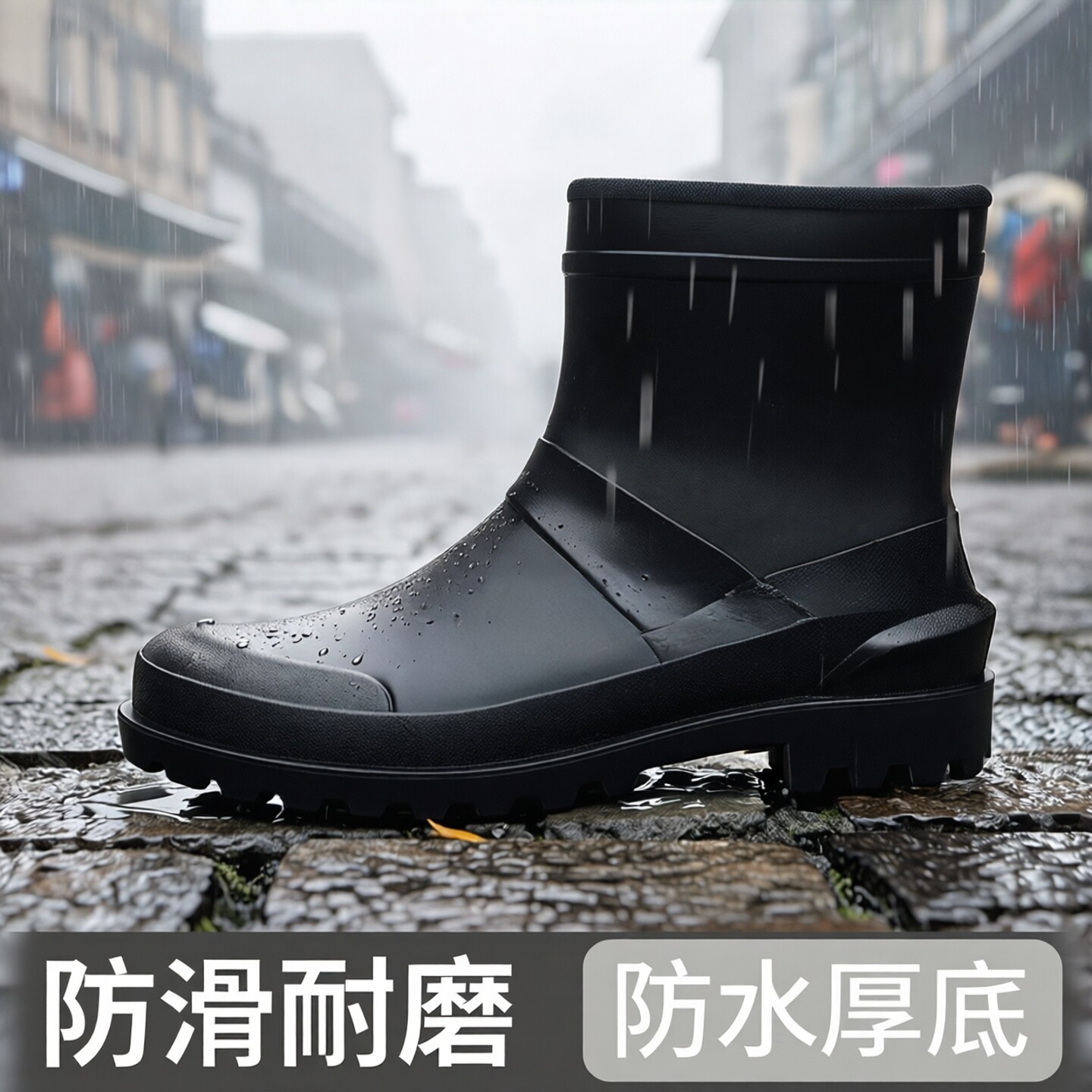 雨牧厚底外卖骑手专用雨鞋图片