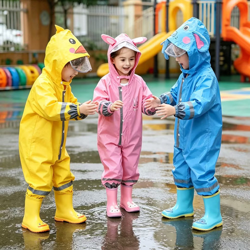 儿童连体雨衣拉链款防水幼儿园