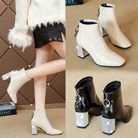 Booties nữ mùa thu đông 2019 mới nhỏ với giày bốt dày và mỏng lưới màu đỏ Anh giày hoang dã Giày trẻ em Martin ủng - Giày ống giày boot nữ cổ lửng