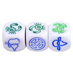 鱼虾蟹骰子数字大小点数色子撒子押大小娱乐图纸骰盅套装