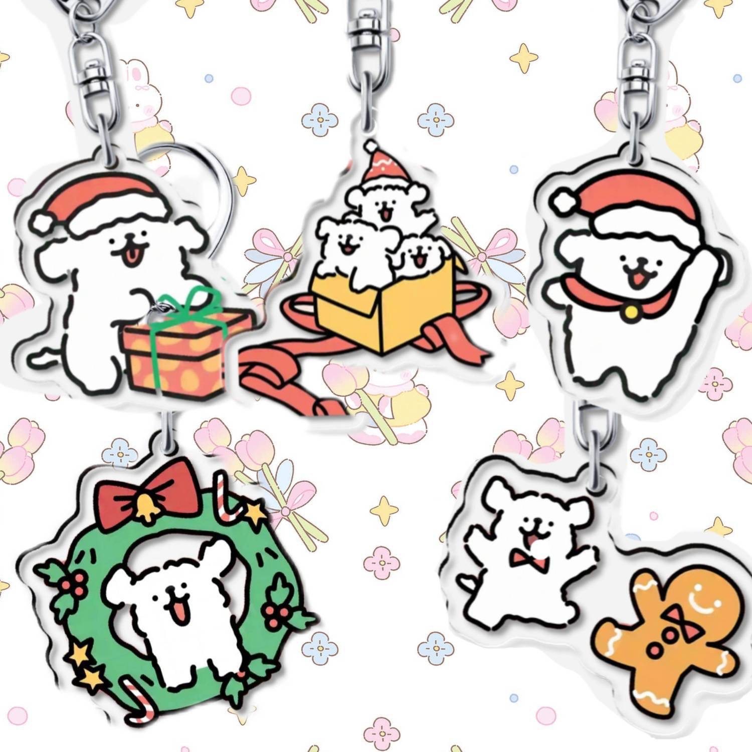 马尔济斯线条小狗可爱卡通亚克力钥匙扣圣诞送同学闺蜜包包小挂件,节庆用品/礼品,钥匙扣,淘宝优惠券,粉丝福利购,淘宝优惠卷