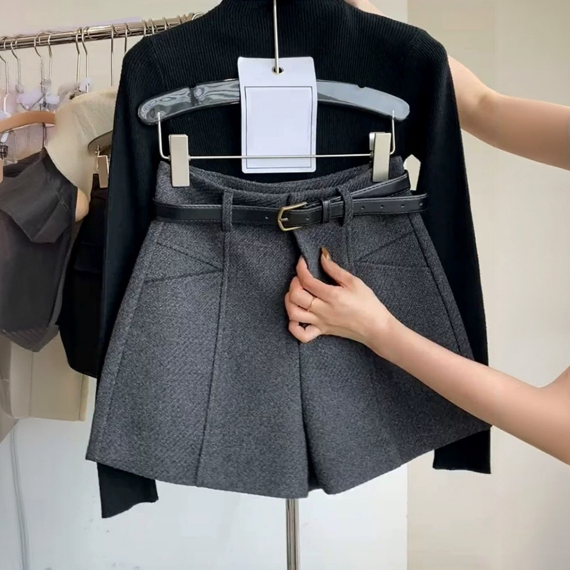 大码胖mm秋冬毛呢短裤