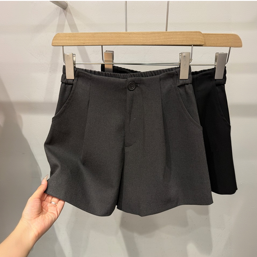 大码显瘦高腰毛呢短裤女阔腿裤