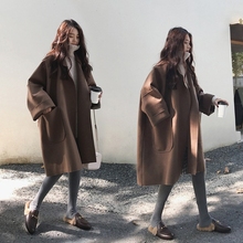 毛呢外套女斗篷呢子大衣 薄款 春秋2019加肥大码 藏肉宽松显瘦中长款