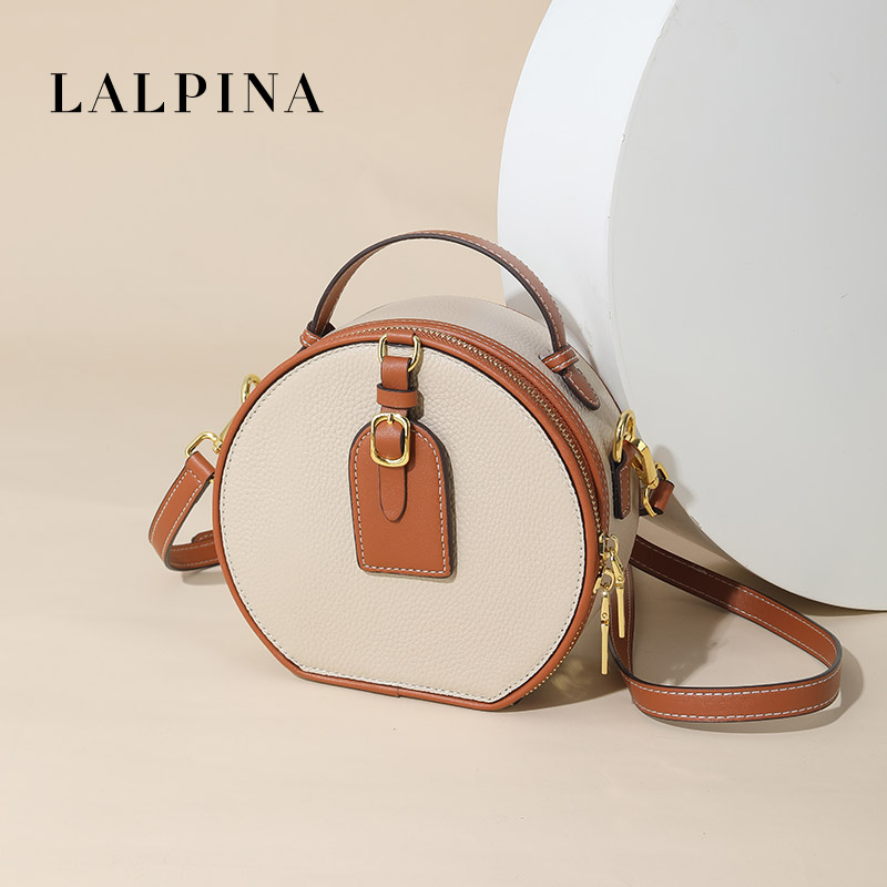 LALPINA包包女2024新款真皮小圆包高级质感牛皮单肩斜挎包-封面