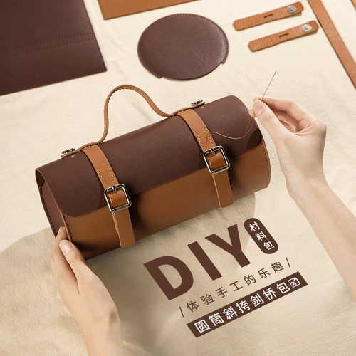 Глупая маленькая рыба круглый цилиндр Кембриджский пакет DIY Материал Сумка