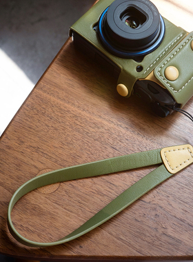 蠢小鱼数码配件适用于理光GR2/GR3X/HDF/GR4卡片相机手腕带头层羊皮手绳