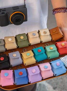 蠢小鱼适用于理光GR3/GR3X/HDF卡片相机原装DB-110电池储存放盒保护套头层牛皮纯手工缝制作收纳包