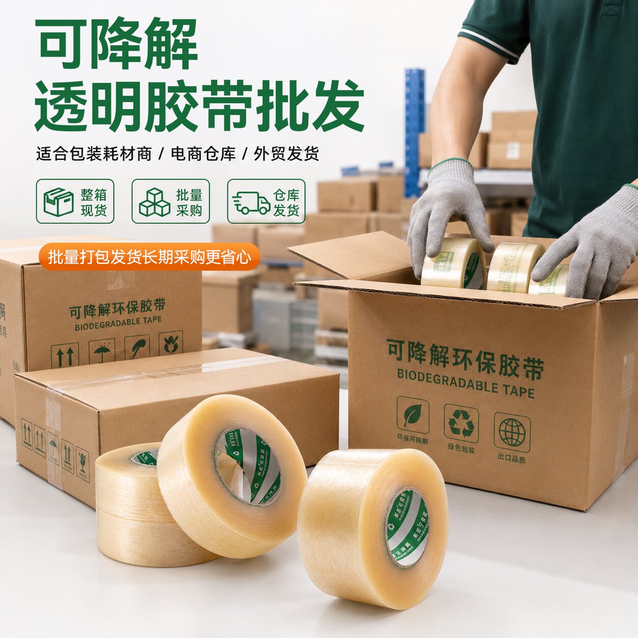 新星高透明可降解封箱大胶带打包