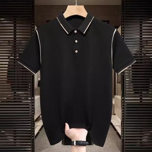 百搭上班高级感轻熟风翻领半袖 夏季 撞接修身 简约穿搭短袖 男 polo衫