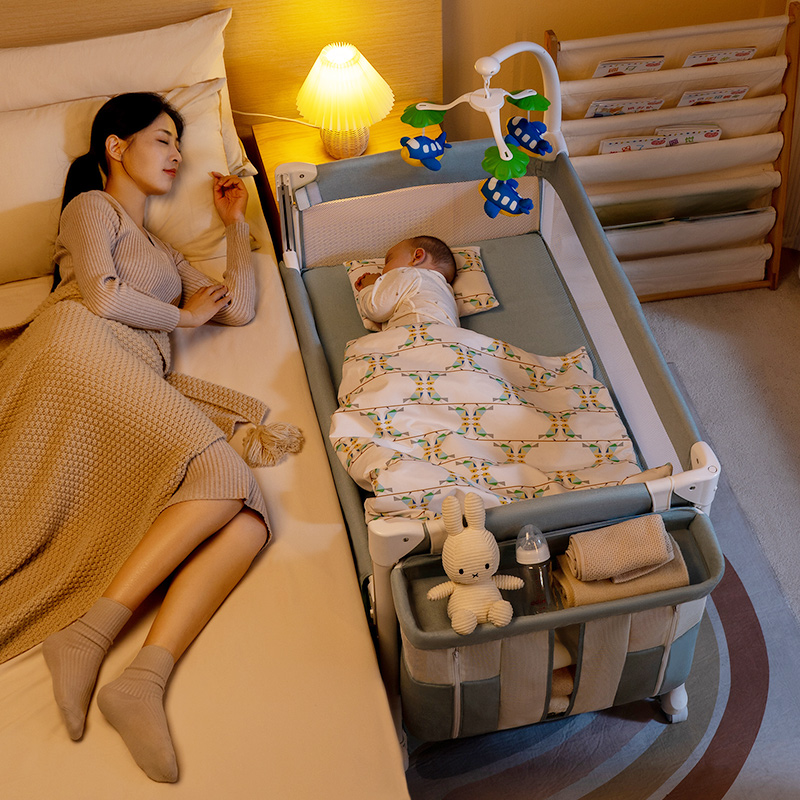 coolbaby一键开合折叠婴儿床可移动便携新生拼接大床多功能宝宝床