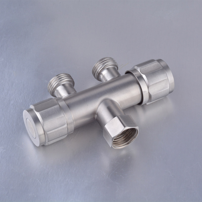 304不锈钢内丝一进二出分水器三角阀双开关水龙头免拆活接双出水