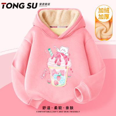 女童加绒卫衣连帽2025新款中大童