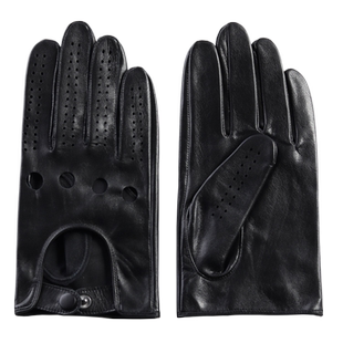男士山羊皮手套薄款触屏驾驶骑行机车透气贴手修手真皮手套男