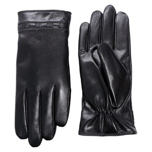 男士头层羊皮手套修手贴手保暖轻薄款羊绒里触屏驾驶真皮手套男