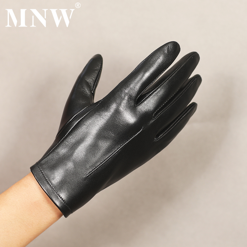 男士头层小山羊皮修手贴手触屏单皮薄款加绒保暖真皮手套男