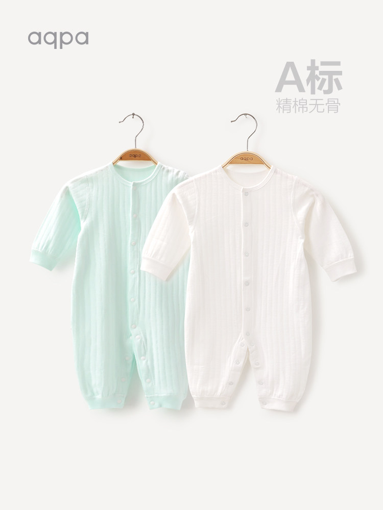 aqpa baby jumpsuit Pure cotton men's and women's baby long-sleeved romper climbing clothes pajamas spring and autumn newborn clothes