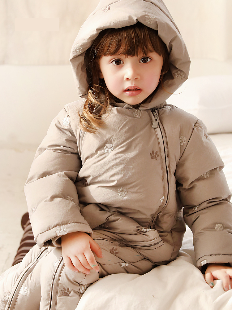 aqpa baby autumn and winter down jumpsuit baby with hooded down jacket newborn warm romper romper goose down