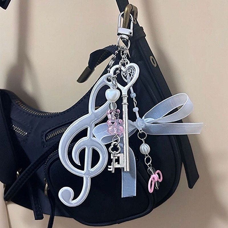二次元新款音符蝴蝶结钥匙音符挂件y2k少女钥匙扣包挂件手机链